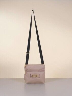Juicy Couture Crossbody Purse Pink Faux Leather Logo Strap Messenger ZipTop NWT